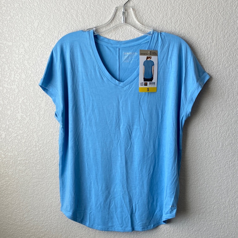 Mondetta Women Ultra Soft Short Sleeve V-Neck Elderberry Size S/Bue